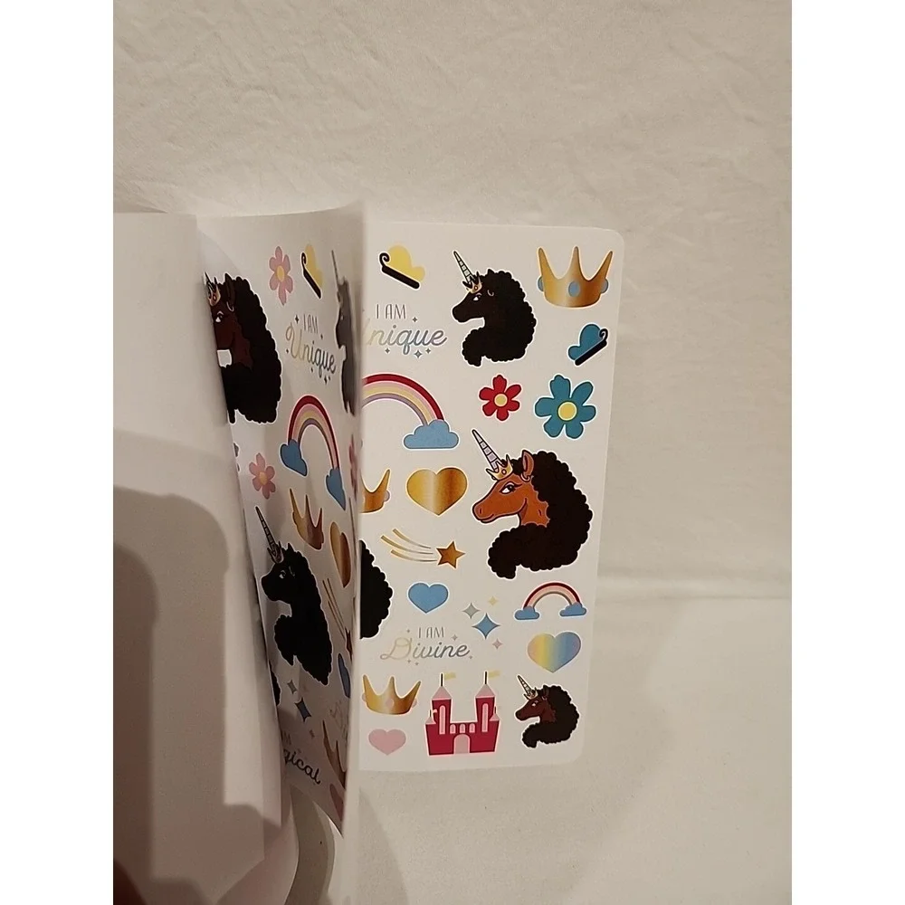 Afro Unicorn You are Unique Lined journal notebook with over 60‎ stickers
